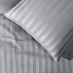 Ameha Grey Striped Microfibre Bedding Set Double, Reversible & Breathable Duvet Cover, Fitted Sheet & Pillowcases - thumbnail 7