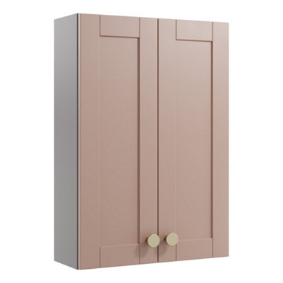 Ashford Matt Dusty Pink Bathroom Double Wall Cabinet (H)72Cm (W)49.5Cm - image 1