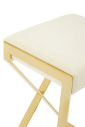 Premier Housewares Interiors By Premier Ivory Velvet Bar Stool, Gold Finish Frame Bar Chair With Footrest, Modern Design Home Stool For Living Area - thumbnail 3