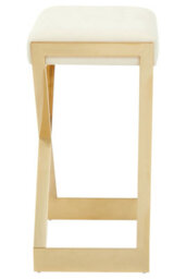 Premier Housewares Interiors By Premier Ivory Velvet Bar Stool, Gold Finish Frame Bar Chair With Footrest, Modern Design Home Stool For Living Area - thumbnail 2