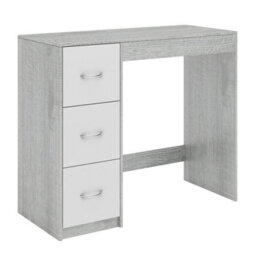 Urbn-Living Urbnliving Height 79.5Cm 3 Drawer Wooden Bedroom Dressing Computer Work Table Desk Ash Grey Carcass And White Drawers Jewellery - thumbnail 5