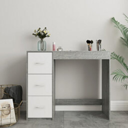 Urbn-Living Urbnliving Height 79.5Cm 3 Drawer Wooden Bedroom Dressing Computer Work Table Desk Ash Grey Carcass And White Drawers Jewellery - thumbnail 2
