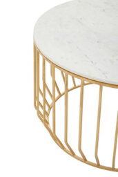 Orsina White Marble Top Coffee Table, Gold Finished Open Frame Marble Coffee Table, Hallway Console Table For Home - thumbnail 3