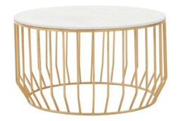 Orsina White Marble Top Coffee Table, Gold Finished Open Frame Marble Coffee Table, Hallway Console Table For Home - thumbnail 6