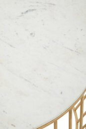 Orsina White Marble Top Coffee Table, Gold Finished Open Frame Marble Coffee Table, Hallway Console Table For Home - thumbnail 5