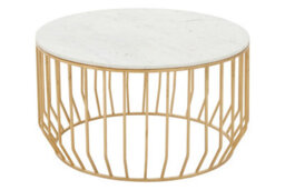 Orsina White Marble Top Coffee Table, Gold Finished Open Frame Marble Coffee Table, Hallway Console Table For Home - thumbnail 2