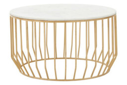 Orsina White Marble Top Coffee Table, Gold Finished Open Frame Marble Coffee Table, Hallway Console Table For Home - thumbnail 1