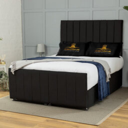 UKBEDFURNITURE Belvoir Plush Black End Opening Divan Ottoman Bed With 54 Inch Headboard - thumbnail 1