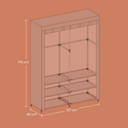 Ledrem Non-Woven Fabric Clothes Wardrobe With 2 Hanging Rails And Shelves 127 X 45 X 176 Cm Black - thumbnail 6