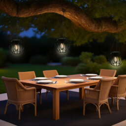 Bright Zeal 30Cm(H) Metal Garden Solar Chandelier Solar Lights Outdoor Hanging Lanterns - thumbnail 7