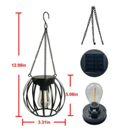 Bright Zeal 30Cm(H) Metal Garden Solar Chandelier Solar Lights Outdoor Hanging Lanterns - thumbnail 5
