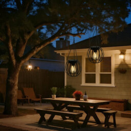 Bright Zeal 30Cm(H) Metal Garden Solar Chandelier Solar Lights Outdoor Hanging Lanterns - thumbnail 3