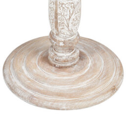 Wyld And Coco Co Round Side Table 45Cm, Handcrafted Mango Wood, Distressed Off-White Carved Pattern - thumbnail 5
