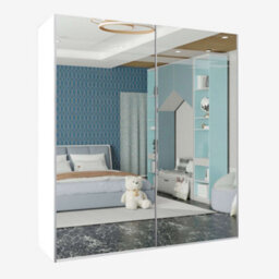 Sliding Wardrobes 4 u LTD Sliding Wardrobes 4U Lowry Full Mirror Sliding 2&3 Door Wardrobe In 3 Color And Sizes - White W200Cm,h217Cm - thumbnail 2