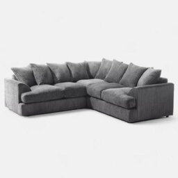 Sofa Scene Kingsize Symmetrical Corner Sofa Grey Jumbo Cord Sofa Suite With Footstool - thumbnail 2