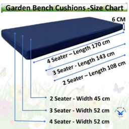 TheWhiteWater Limited Garden Bench Cushion - Patio Pub Furniture Bench Seat Pad - Weather & Waterproof Fabric - 3 Seater - Navy Blue - thumbnail 5