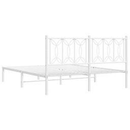 Berkfield Metal Bed Frame Without Mattress With Headboard White 160X200Cm - thumbnail 6