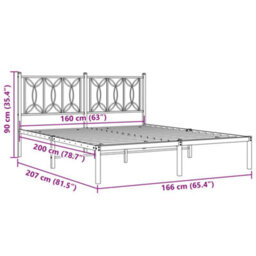 Berkfield Metal Bed Frame Without Mattress With Headboard White 160X200Cm - thumbnail 8