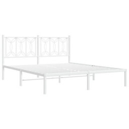 Berkfield Metal Bed Frame Without Mattress With Headboard White 160X200Cm - thumbnail 3