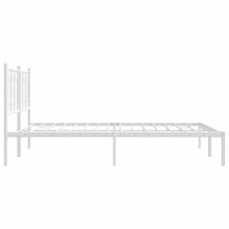 Berkfield Metal Bed Frame Without Mattress With Headboard White 160X200Cm - thumbnail 5
