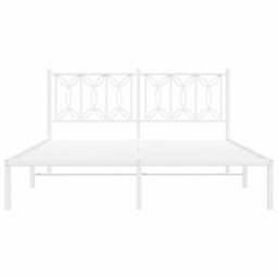 Berkfield Metal Bed Frame Without Mattress With Headboard White 160X200Cm - thumbnail 4