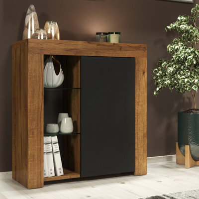 Sideboard Serene 83Cm - Dark Oak & Black Matt Doors - image 1