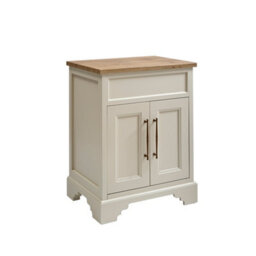 Homestylestore Antique White And Oak 645mm Bathroom Vanity Unit And Brushed Copper T Bar Handles - thumbnail 1