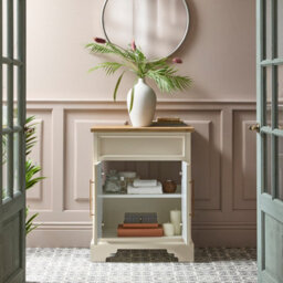Homestylestore Antique White And Oak 645mm Bathroom Vanity Unit And Brushed Copper T Bar Handles - thumbnail 2