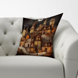 Warren Reed Designer Spooky Halloween Village Cushions 33Cm X 48Cm - thumbnail 2
