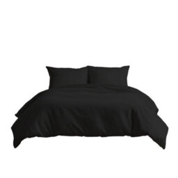 Luxury 200Tc Duvet Cover And Pillowcase/s Set Bed Linen Black - thumbnail 2