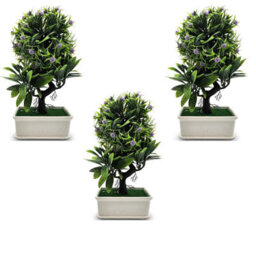 3Pcs Artificial Bonsai Tree - Fake Plant In Pot Artificial Plants Japanese Pine Bonsai Plant For Home Decoration - thumbnail 9