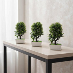 3Pcs Artificial Bonsai Tree - Fake Plant In Pot Artificial Plants Japanese Pine Bonsai Plant For Home Decoration - thumbnail 8