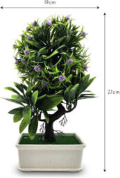 3Pcs Artificial Bonsai Tree - Fake Plant In Pot Artificial Plants Japanese Pine Bonsai Plant For Home Decoration - thumbnail 3