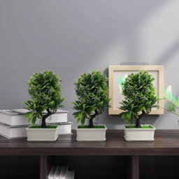 3Pcs Artificial Bonsai Tree - Fake Plant In Pot Artificial Plants Japanese Pine Bonsai Plant For Home Decoration - thumbnail 4