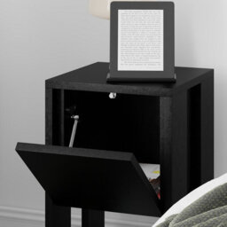 Decortie Ema Modern Compact Bedside Table Nightstand 30Cm Drop-Door Storage Black Bedroom - thumbnail 6