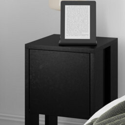 Decortie Ema Modern Compact Bedside Table Nightstand 30Cm Drop-Door Storage Black Bedroom - thumbnail 4