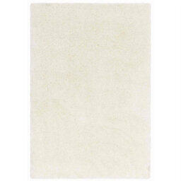 Cream Modern Shaggy Plain Easy To Clean Rug For Dining Room-80Cm X 150Cm - thumbnail 5