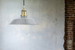 French Grey Small Trinity Metal Painted Dome Pendant Light With Antique Brass Lamp Holder And Black Twisted Cable - Se Home - thumbnail 3
