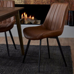 Malmo Tan Dining Chair Scandinavian Modern Faux Leather Seat - thumbnail 5