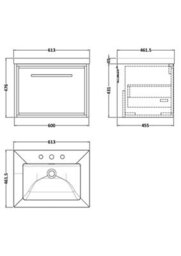 Balterley Longnor Modern Bathroom 1 Soft Close Drawer Wall Hung Vanity Unit Fireclay Basin, Pebble Grey, 600mm - thumbnail 2