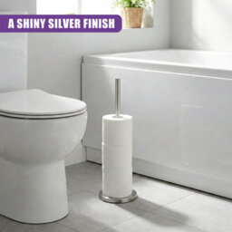 Geezy Toilet Roll Holder Stainless Steel Freestanding Bathroom Toilet Paper Storage - thumbnail 8