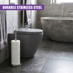 Geezy Toilet Roll Holder Stainless Steel Freestanding Bathroom Toilet Paper Storage - thumbnail 7