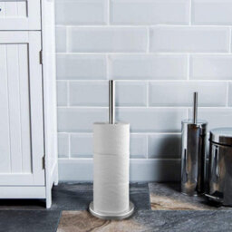 Geezy Toilet Roll Holder Stainless Steel Freestanding Bathroom Toilet Paper Storage - thumbnail 4