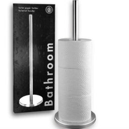 Geezy Toilet Roll Holder Stainless Steel Freestanding Bathroom Toilet Paper Storage