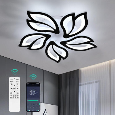 Pheashine White 5-Head Petal Led Chandelier, 45W Dimmable With Remote Control, Metal And Acrylic - image 1