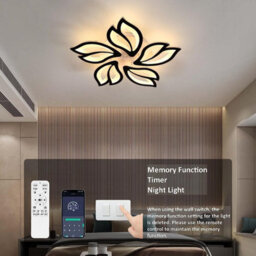 Pheashine White 5-Head Petal Led Chandelier, 45W Dimmable With Remote Control, Metal And Acrylic - thumbnail 4