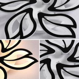 Pheashine White 5-Head Petal Led Chandelier, 45W Dimmable With Remote Control, Metal And Acrylic - thumbnail 2