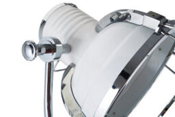 Orsina Tripod White Floor Lamp, Adjustable Chrome Metal Legs & Tilt Angle Head, Industrial Style Lighting - thumbnail 2