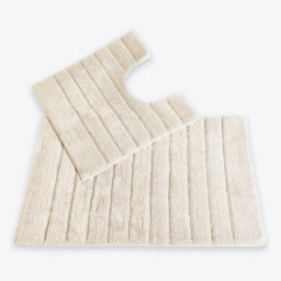 Allure Bath Fashions Ribbed Two Piece Bath Mat & Toilet Mat Set - Cream
