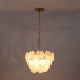 Houseof Frosted Glass Disk Chandelier Ceiling Light - White - thumbnail 8